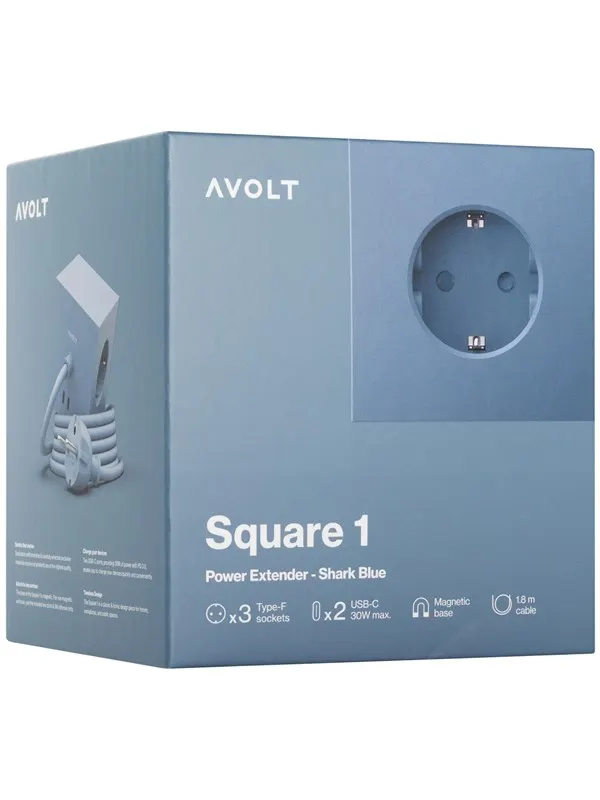 AVOLT Square 1 with 30W Dual USBC & Magnetic base 1.8m Shark Blue