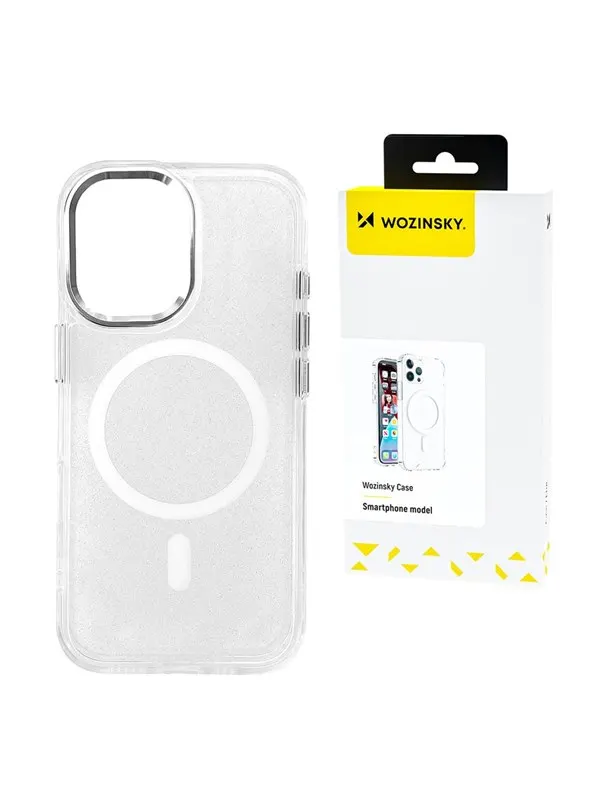 Wozinsky Glitter Case with Mag Safe for Samsung Galaxy S25+ - Transparent with Glitter