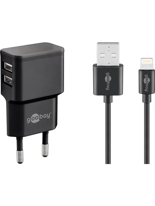 Pro Dual Apple Lightning charger set 2.4 A black 1 m