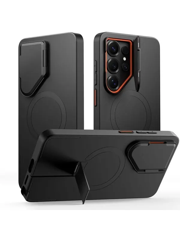 Tech-Protect Kevlar Aura MagSafe Case for Samsung Galaxy S26 Ultra - Black and Orange