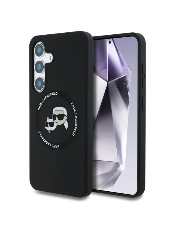 Karl Lagerfeld Silicone Double Heads And Circle MagSafe Samsung Galaxy S25 case black