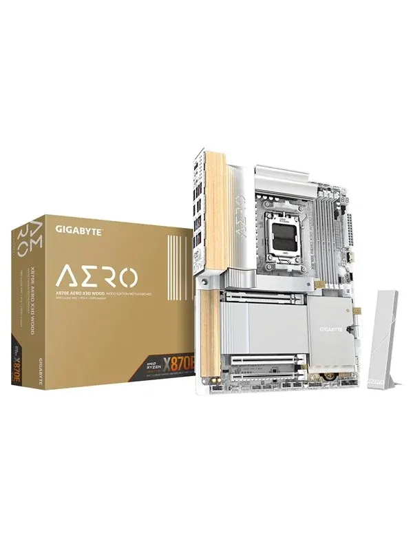 GIGABYTE X870E AERO X3D WOOD Moderkort - AMD X870E - AMD AM5 - DDR5 RAM - ATX