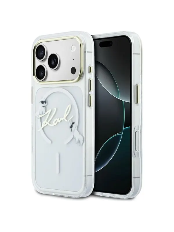 Karl Lagerfeld IML Choupettes Karl Script Logo MagSafe Case for iPhone 17 Pro Max - Clear