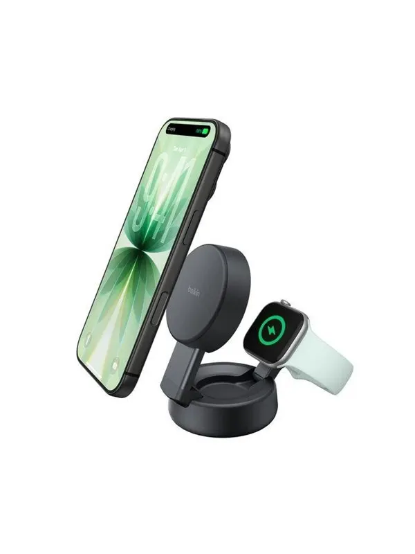 Belkin UltraCharge 25w Qi2 Compact 2in1 for phone and watch Charcoal