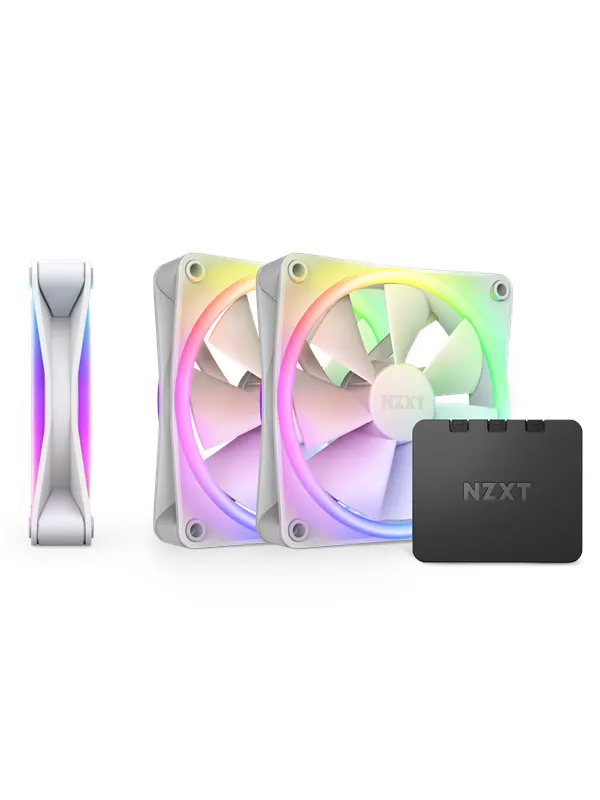 NZXT F120 RGB DUO 3-pack & RGB Controller - White - Chassi fläkt - 120mm - Vit med RGB-ljus - 29 dBA