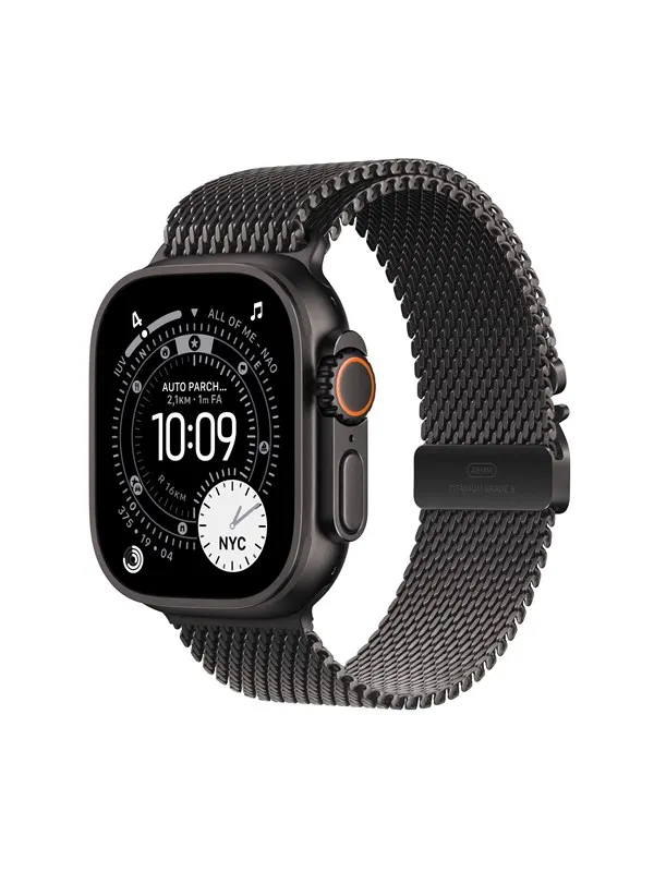 Apple Watch Ultra 3 GPS + Cellular 49mm Black Titanium Case with Black Titanium Milanese Loop - Large
