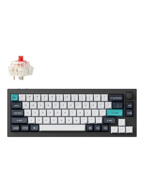 Keychron Q2 MAX - Knob Wireless Tri-Mode QMK/VIA - Gateron Jupiter Red - Gaming Keyboard - Utan numpad - Nordisk - Svart
