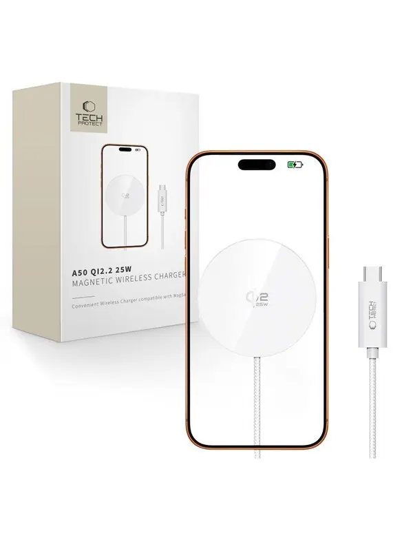 Tech-Protect A50 MagSafe 25W QI2.2 Wireless Charger - White