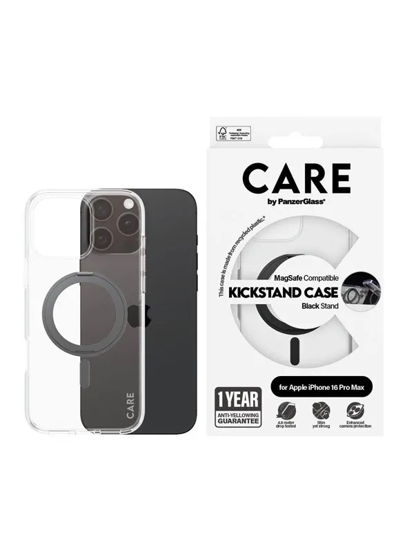 CARE by PanzerGlass Case Feature Black Kickstand & MagSafe iPhone 16 Pro Max