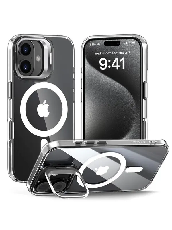 Tech-Protect MagStand MagSafe Case for iPhone 16 - Transparent
