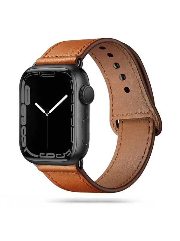 Tech-Protect LeatherFit Strap for Apple Watch 4 / 5 / 6 / 7 / 8 / 9 / SE / Ultra 1 / 2 (42/44/45/49 mm) - Brown