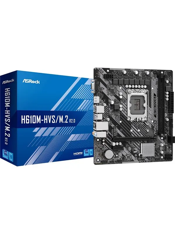 ASRock H610M-HVS/M.2 R2.0 Moderkort - Intel H610 - Intel LGA1700 - DDR4 RAM - Micro-ATX