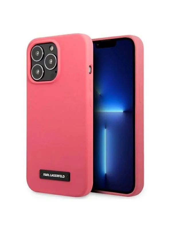 Karl Lagerfeld Silicone Plaque Case for iPhone 13 Pro / iPhone 13 - Fuchsia