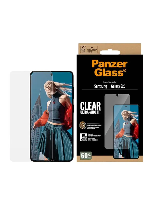 PanzerGlass Screen Protector Samsung Galaxy S26 | Ultra-Wide Fit w. EasyAligner