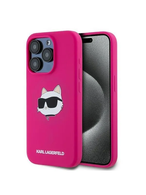 Karl Lagerfeld Silicone Choupette Head MagSafe case for iPhone 15 Pro Max - pink