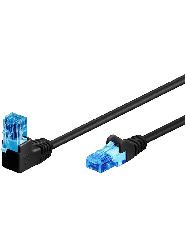 Pro LAN CAT 6A U/UTP 90° - Svart - 1m