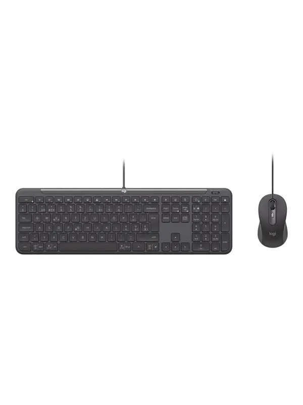 Logitech Signature Slim Wired Combo MK620 for Business - Tastatur & Mus set - Schweizisk - Grå