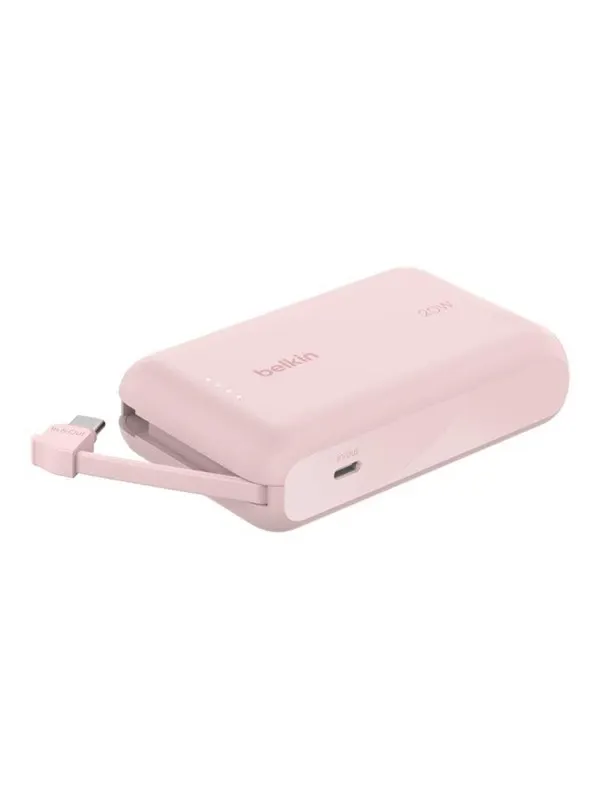 Belkin BoostCharge power bank - with integrated cable - 24 pin USB-C - 20 Watt - 10000 mAh