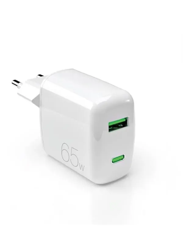 Puro 65W GaN USB-A USB-C Wall Charger - White