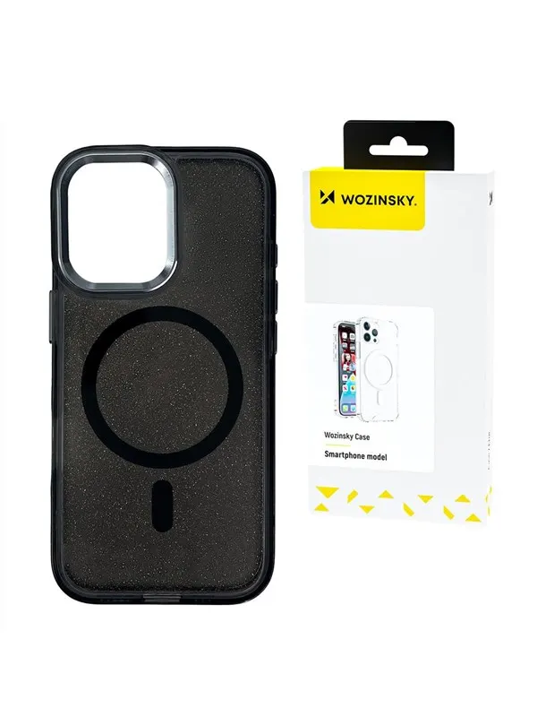 Wozinsky Glitter Case with Mag Safe for Samsung Galaxy S25+ - Black with Glitter
