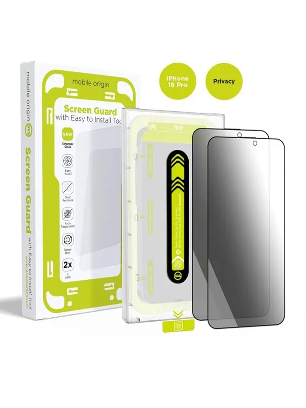 Mobile Origin Screen Guard Privacy with easy applicator - 2 pack - iPhone 16 Pro