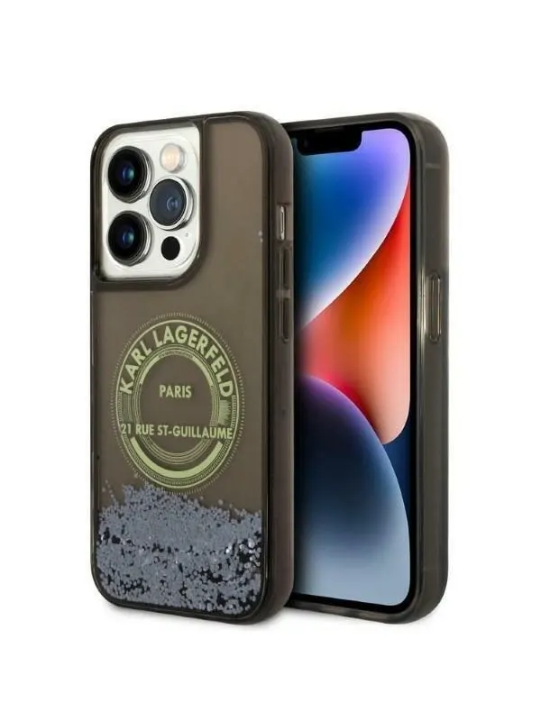 Karl Lagerfeld Liquid Glitter RSG case for iPhone 14 Pro - black