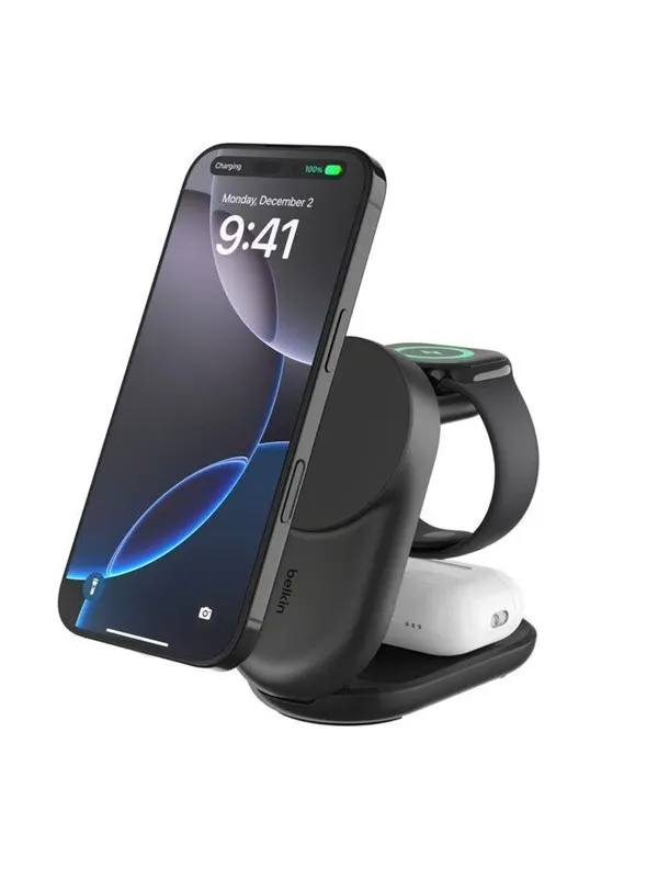 Belkin UltraCharge 25w Qi2 3in1 Magnetic Charger - Black