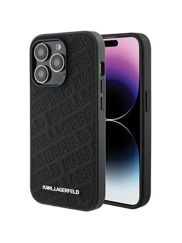 Karl Lagerfeld Quilted K Pattern iPhone 15 Pro Case - Black