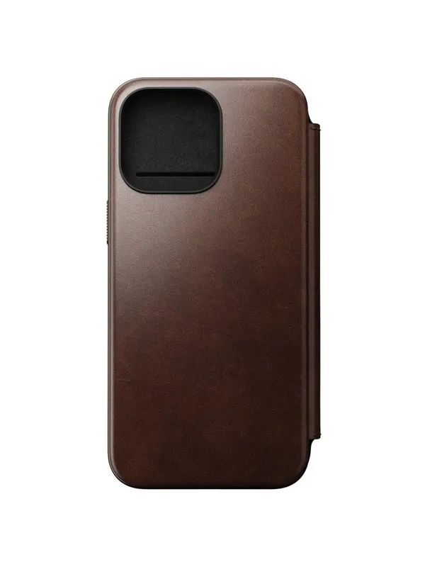 Nomad Modern Leather Folio - iPhone 15 Pro Max | Rustic Brown | Horween