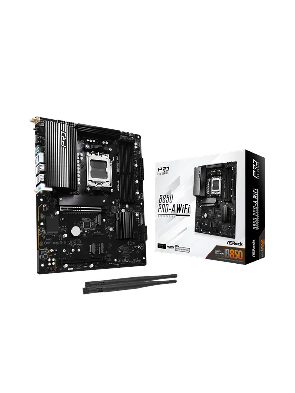 ASRock B850 Pro-A WiFi Moderkort - AMD B850 - AMD AM5 - DDR5 RAM - ATX