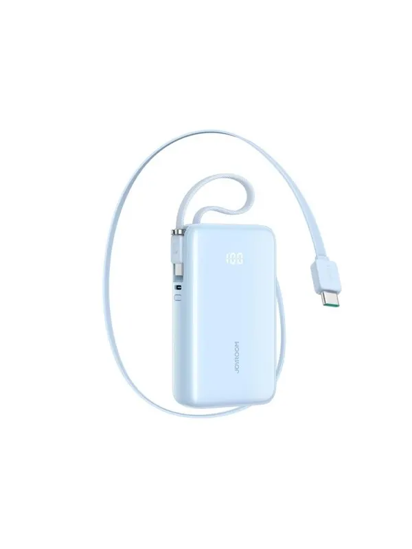 Joyroom JR-PR2L 10000mAh 35W Power Bank with Built-in Retractable USB-C Cable and USB-C Lanyard Cable - Blue - 10000 mAh