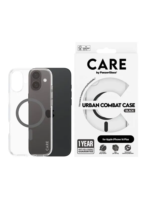 CARE by PanzerGlass Case Flagship Black MagSafe iPhone 16 Plus