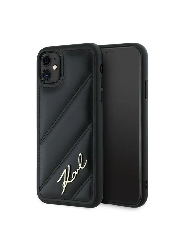 Karl Lagerfeld Diagonal Quilted Script case for iPhone 11 / Xr - black
