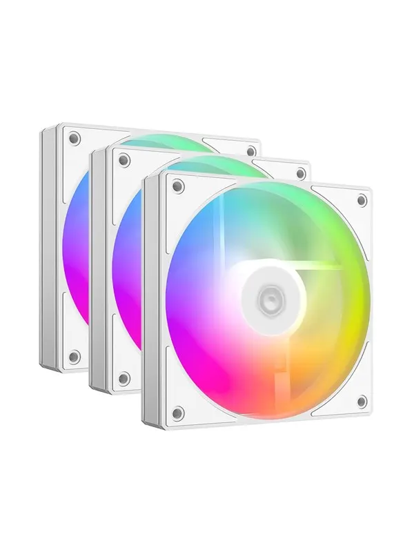 ID-Cooling AS-120-ARGB-W TRIO - Chassi fläkt - 120mm - Vit med RGB-ljus - 27 dBA
