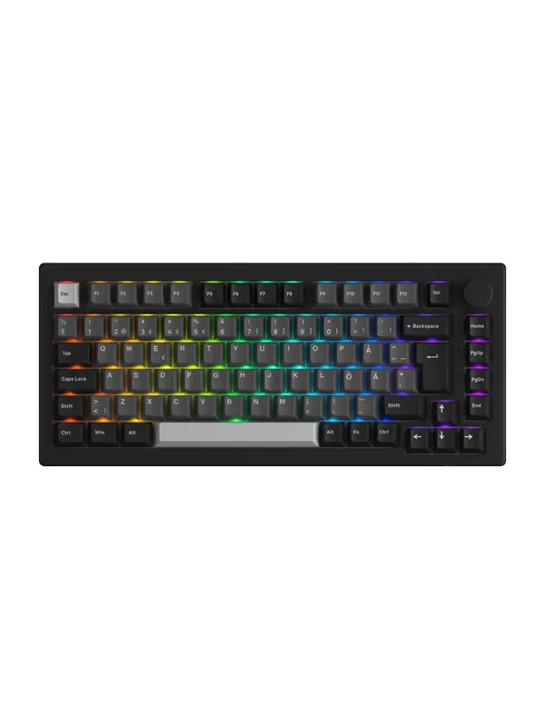 Akkogear 5075B Plus-S - Black&Silver - Akko Rosewood - Gaming Keyboard - Utan numpad - Universal - Svart