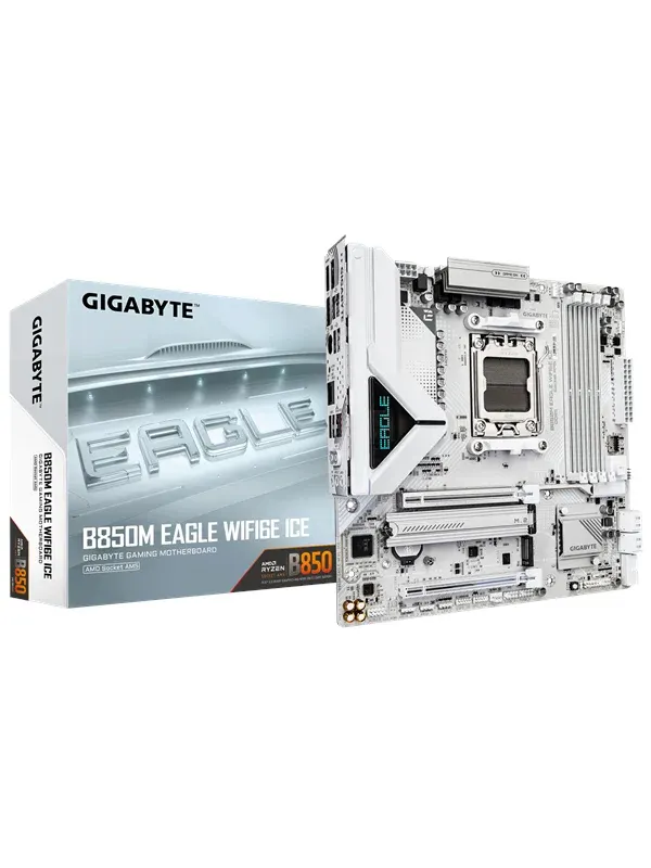 GIGABYTE B850M EAGLE WIFI6E ICE Moderkort - AMD B850 - AMD AM5 - DDR5 RAM - Micro-ATX