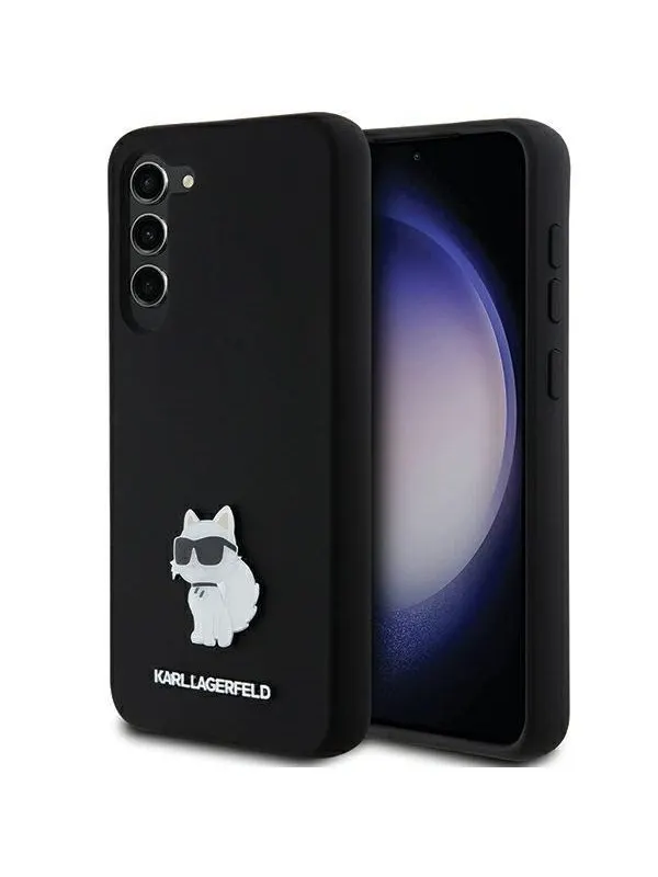 Karl Lagerfeld Silicone Choupette Metal Pin case for Samsung Galaxy S24+ - black