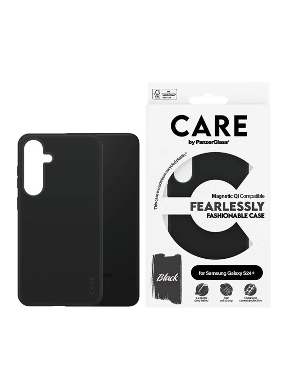 CARE by PanzerGlass Fashionable Case Black w. QI Compatible Samsung Galaxy S24+
