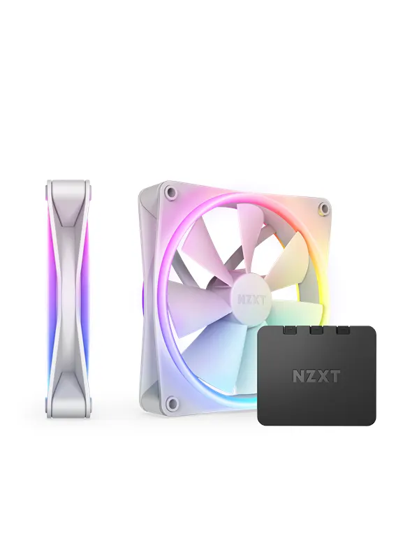 NZXT F140 RGB DUO 2-pack & RGB Controller - White - Chassi fläkt - 140mm - Vit med RGB-ljus - 36 dBA