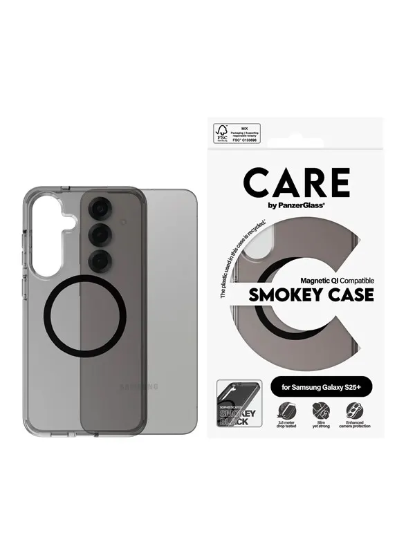 CARE by PanzerGlass Flagship Case Urban Combat Smokey w. Black QI Compatible Samsung Galaxy S25+
