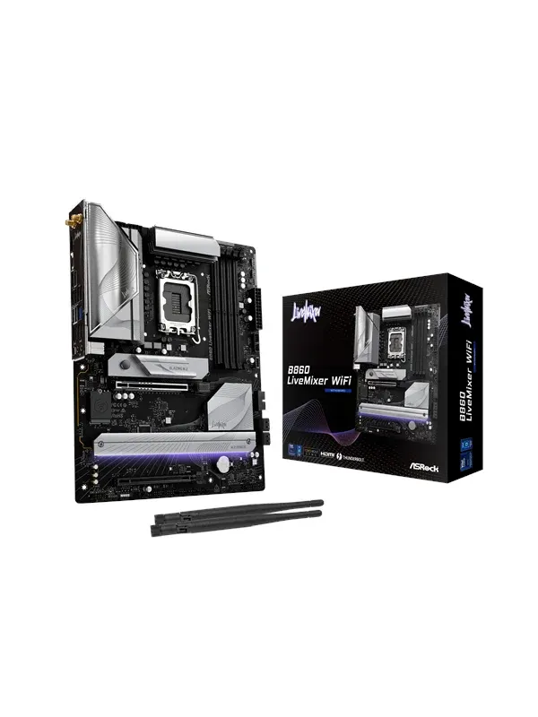 ASRock B860 LiveMixer WiFi Moderkort - Intel B860 - Intel LGA1851 - DDR5 RAM - ATX