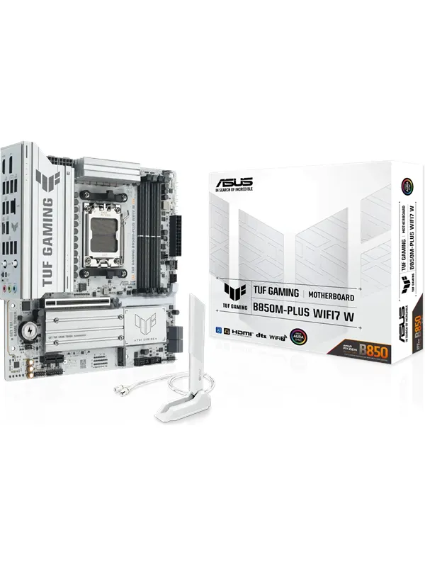 ASUS TUF GAMING B850M-PLUS WIFI7 W Moderkort - AMD B850 - AMD AM5 - DDR5 RAM - Micro-ATX