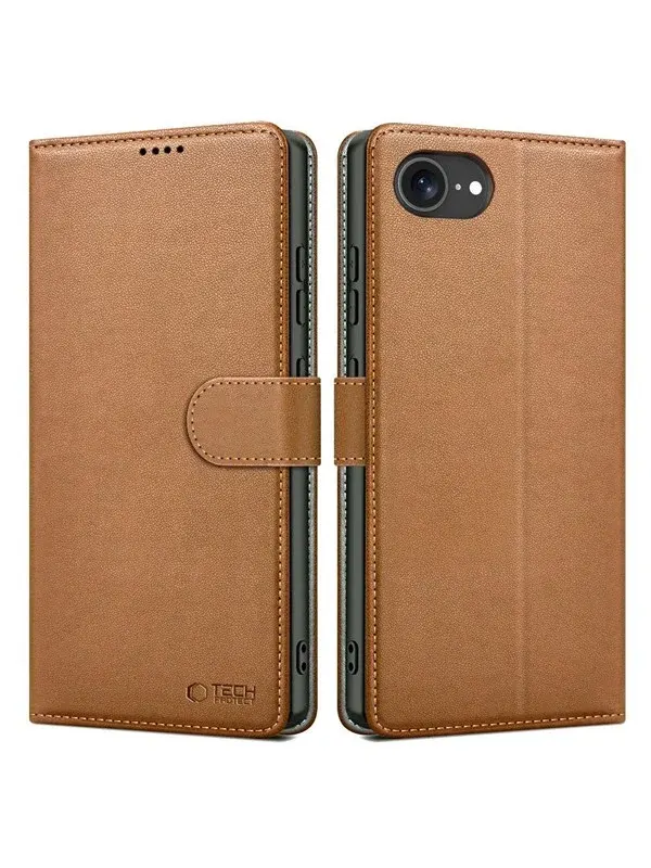 Tech-Protect Wallet Case for iPhone 16e / 17e - Brown