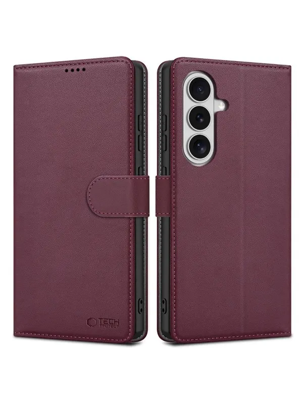 Tech-Protect Wallet Case for Samsung Galaxy S26 - Burgundy