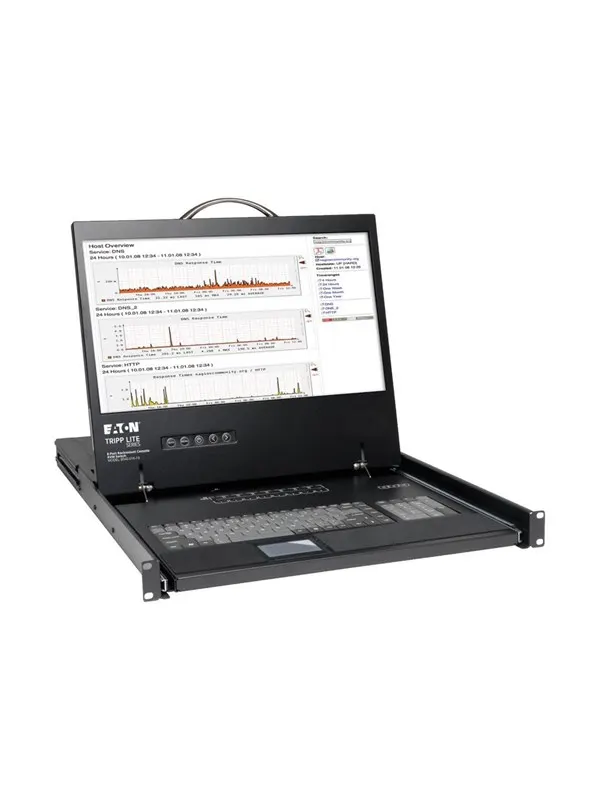 19" Tripp Lite Eaton Series 8-Port Rack Console VGA KVM Switch w/ 19" LCD 1U TAA