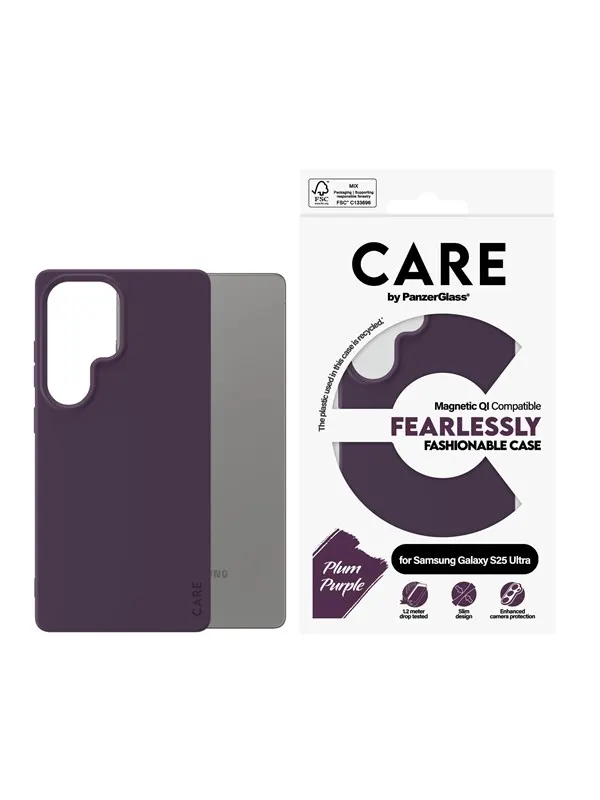 CARE by PanzerGlass Fashionable Case Plum Purple w. QI Compatible Samsung Galaxy S25 Ultra