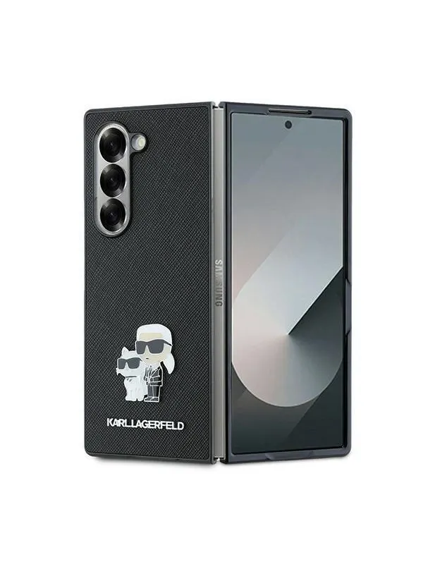 Karl Lagerfeld Saffiano Metal Pin Case for Samsung Galaxy Z Fold 6 - Black