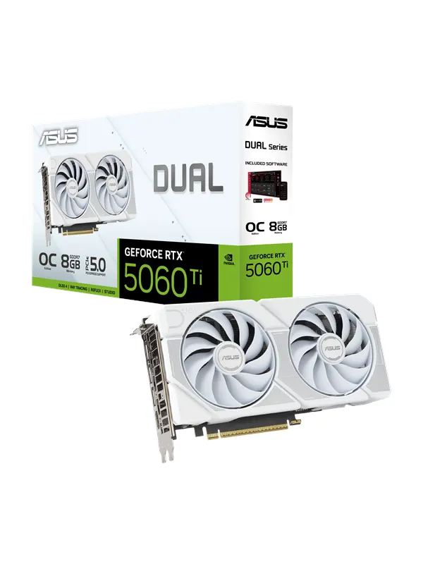 ASUS GeForce RTX 5060 Ti DUAL OC White - 8GB GDDR7 RAM - Grafikkort