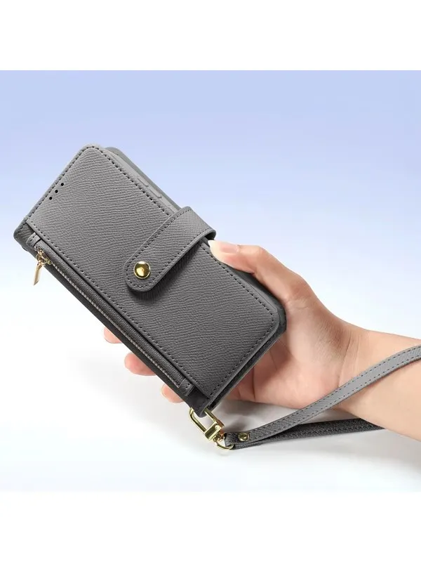 Dux Ducis Lava Leather Case for Samsung Galaxy S25+ with Detachable Magnetic Wallet - Grey