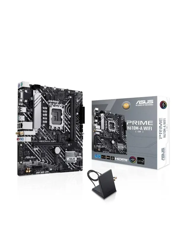 ASUS PRIME H610M-A WIFI Moderkort - Intel H610 - Intel LGA1700 - DDR5 RAM - Micro-ATX